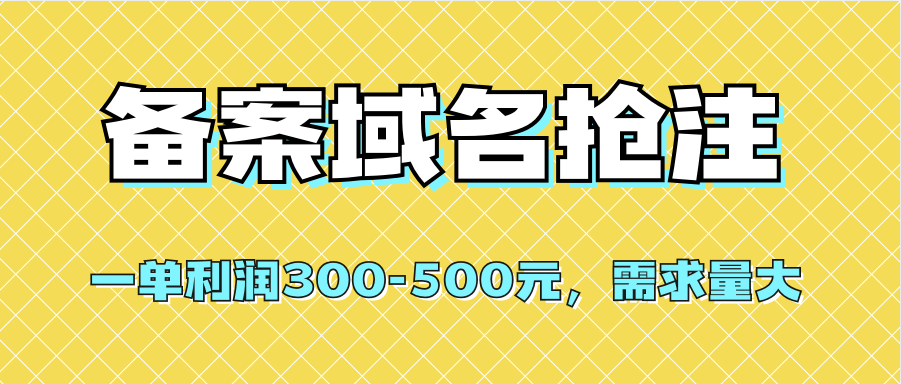 【全网首发】备案域名抢注，一单利润300-500元，需求量大-搜易资源网