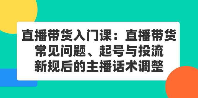 直播带货入门课：直播带货常见问题、起号与投流、新规后的主播话术调整-搜易资源网