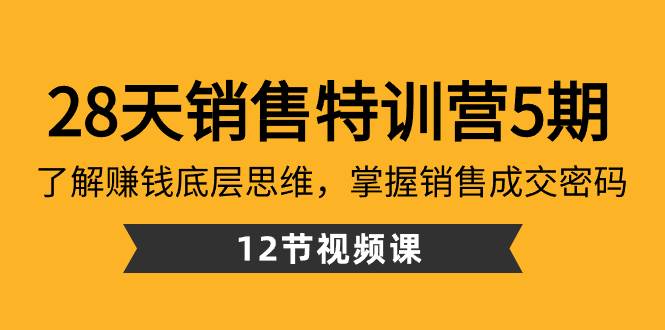 28天·销售特训营5期：了解赚钱底层思维，掌握销售成交密码（12节课）-搜易资源网
