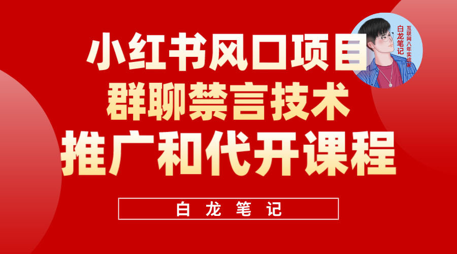 小红书风口项目日入300+，小红书群聊禁言技术代开项目，适合新手操作-搜易资源网