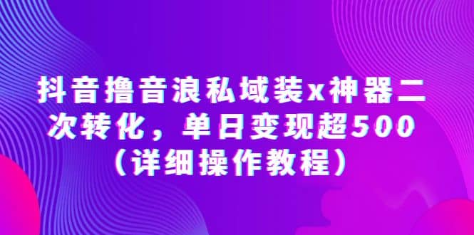 抖音撸音浪私域装x神器二次转化，单日变现超500（详细操作教程）-搜易资源网