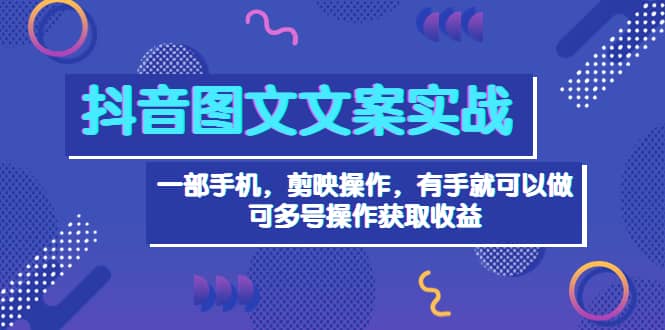 抖音图文毒文案实战：一部手机 剪映操作 有手就能做，单号日入几十 可多号-搜易资源网