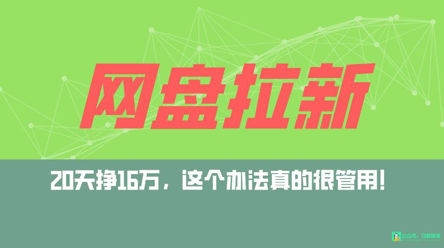 网盘拉新+私域全自动玩法，0粉起号，小白可做，当天见收益，已测单日破5000-搜易资源网