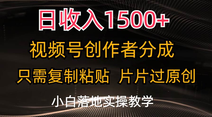 日收入1500+，视频号创作者分成，只需复制粘贴，片片过原创，小白也可…-搜易资源网