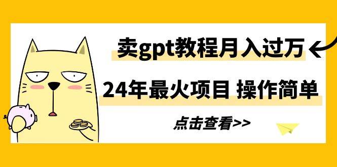 24年最火项目，卖gpt教程月入过万，操作简单-搜易资源网
