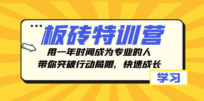 板砖特训营，用一年时间成为专业的人，带你突破行动局限，快速成长-搜易资源网