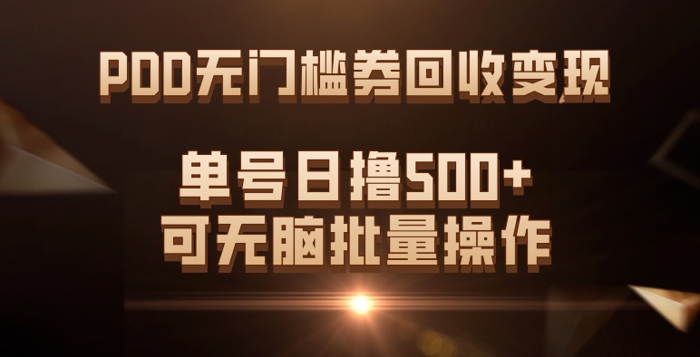 PDD无门槛券回收变现，单号日撸500+，可无脑-搜易资源网