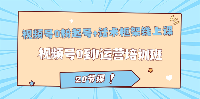 视频号·0粉起号+话术框架线上课：视频号0到1运营培训班（20节课）-搜易资源网