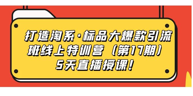 打造淘系·标品大爆款引流班线上特训营5天直播授课！-搜易资源网