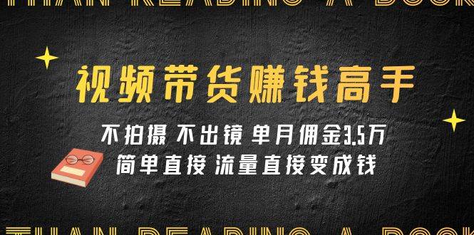 视频带货赚钱高手课程：不拍摄 不出镜 单月佣金3.5w 简单直接 流量直接变钱-搜易资源网
