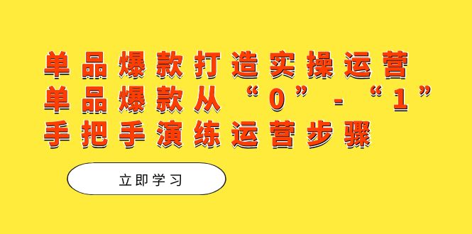 单品爆款打造实操运营，单品爆款从“0”-“1”手把手演练运营步骤-搜易资源网