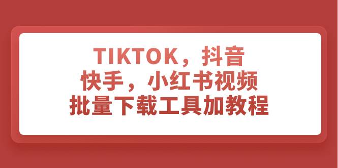 TIKTOK，抖音，快手，小红书视频批量下载工具加教程-搜易资源网