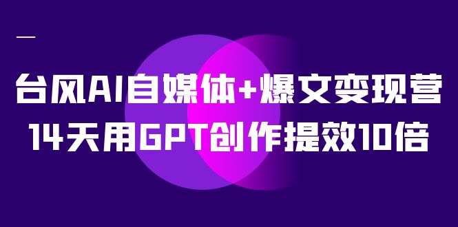AI自媒体+爆文变现营，14天用GPT创作提效10倍（12节课）-搜易资源网