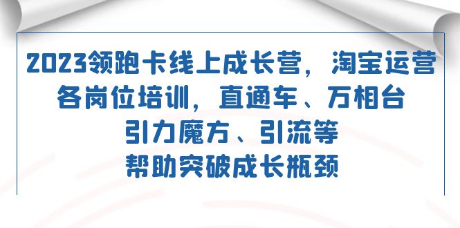 2023领跑·卡 线上成长营 淘宝运营各岗位培训 直通车 万相台 引力魔方 引流-搜易资源网