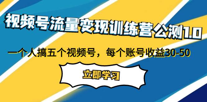 视频号流量变现训练营公测1.0：一个人搞五个视频号，每个账号收益30-50-搜易资源网