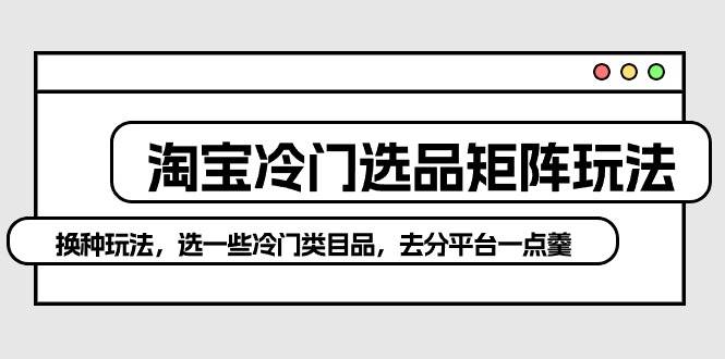 淘宝冷门选品矩阵玩法：换种玩法，选一些冷门类目品，去分平台一点羹-搜易资源网
