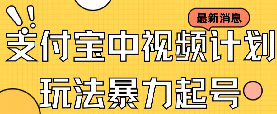 支付宝中视频玩法暴力起号影视起号有播放即可获得收益（带素材）-搜易资源网
