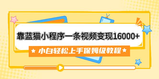 靠蓝猫小程序一条视频变现16000+小白轻松上手保姆级教程（附166G资料素材）-搜易资源网