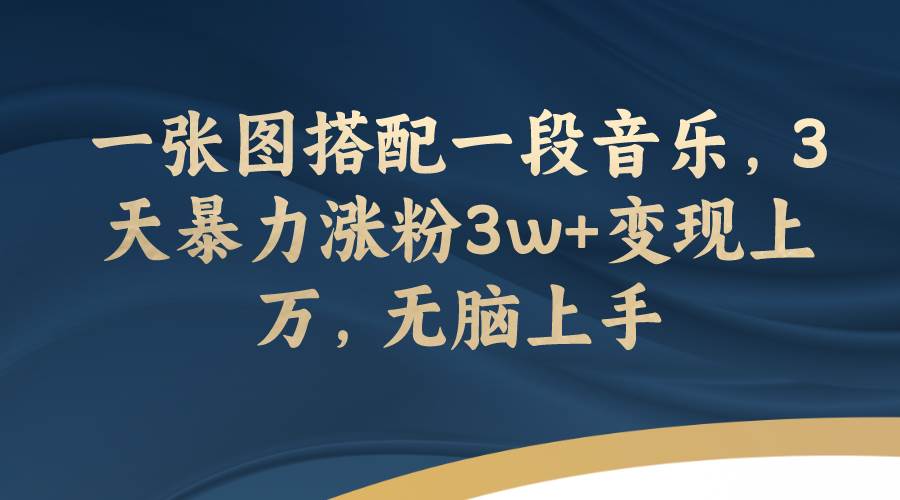 一张图搭配一段音乐，3天暴力涨粉3w+变现上万，无脑上手-搜易资源网