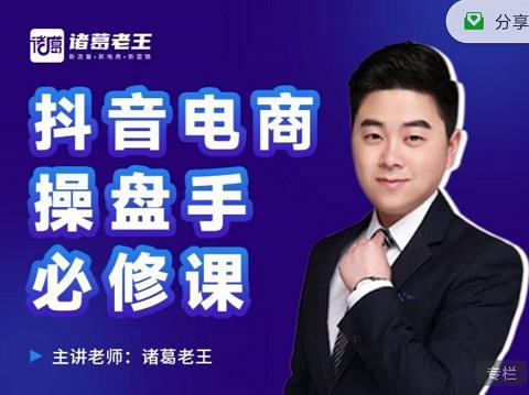 诸葛老王-抖音电商操盘手必修课：顶层设计，​起号破局，爆款运营，数据分析-搜易资源网
