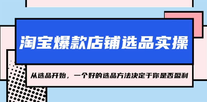 淘宝爆款店铺选品实操，2023从选品开始，一个好的选品方法决定于你是否盈利-搜易资源网