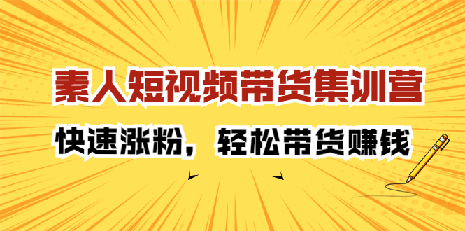 素人短视频带货集训营：快速涨粉，轻松带货赚钱-搜易资源网