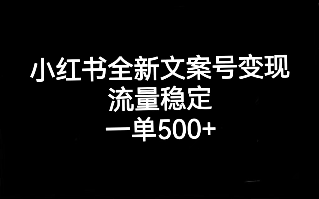 小红书全新文案号变现，流量稳定，一单收入500+-搜易资源网