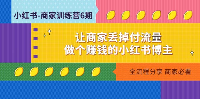 小红书-商家训练营12期：让商家丢掉付流量-搜易资源网