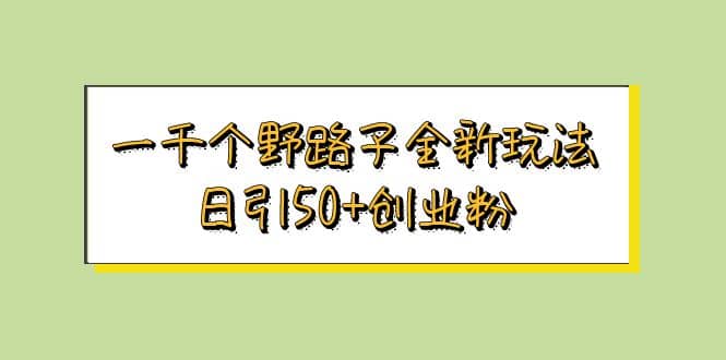 一千个野路子全新玩法 日引50+创业粉-搜易资源网