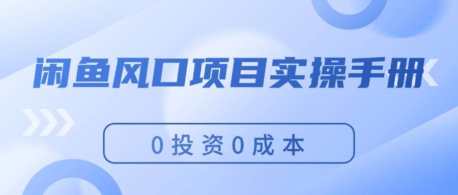 闲鱼风口项目实操手册，0投资0成本，让你做到，月入过万，新手可做-搜易资源网