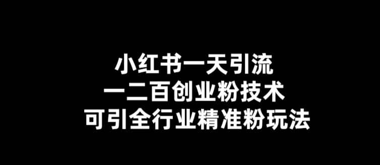 【引流必备】小红书一天引流一二百创业粉技术，可引全行业精准粉玩法-搜易资源网