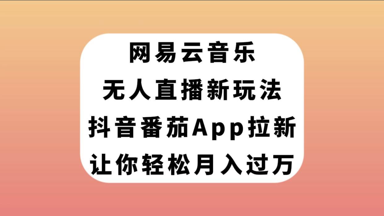 网易云音乐无人直播新玩法，抖音番茄APP拉新，让你轻松月入过万-搜易资源网