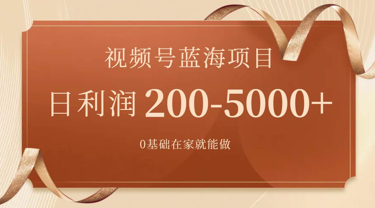 视频号蓝海项目，0基础在家也能做，一天200-5000+【附266G资料】-搜易资源网