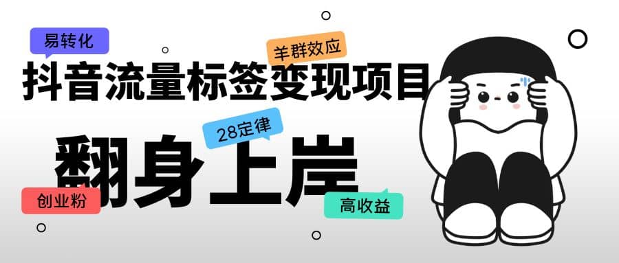 抖音流量标签变现项目，抖音创业粉轻松转化，单价高收益简单-搜易资源网