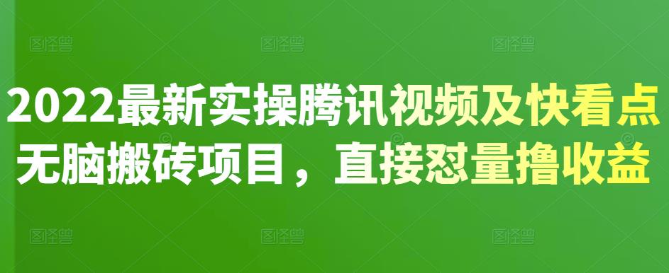 2022最新实操腾讯视频及快看点无脑搬砖项目，直接怼量撸收益-搜易资源网