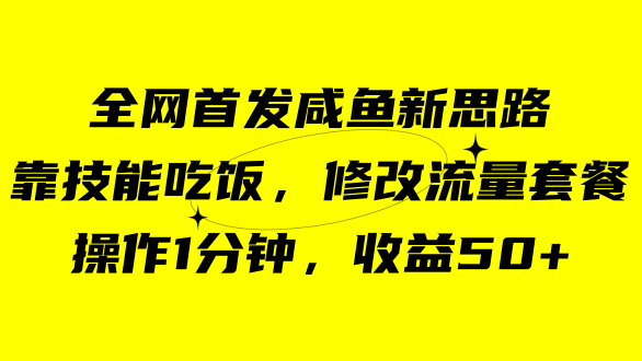 咸鱼冷门新玩法，靠“技能吃饭”，修改流量套餐，操作1分钟，收益50+-搜易资源网