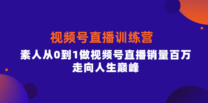 视频号直播训练营，素人从0到1做视频号直播销量百万，走向人生巅峰-搜易资源网