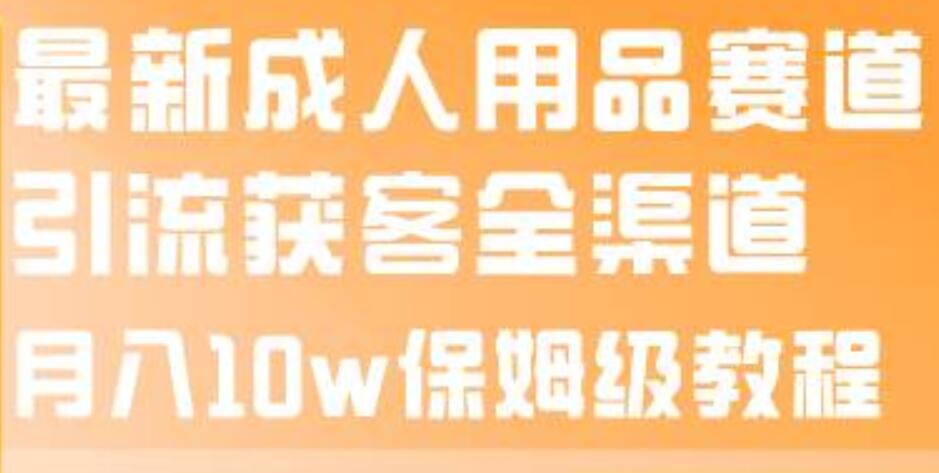 最新成人用品赛道引流获客全渠道，月入10w保姆级教程-搜易资源网