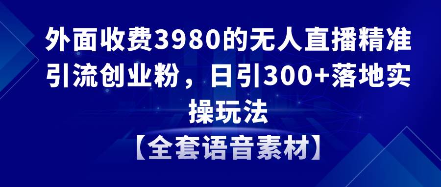 无人直播精准引流创业粉，日引300+落地实操玩法【全套语音素材】-搜易资源网
