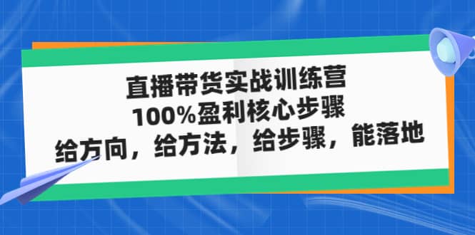 直播带货实战训练营：100%盈利核心步骤，给方向，给方法，给步骤，能落地-搜易资源网