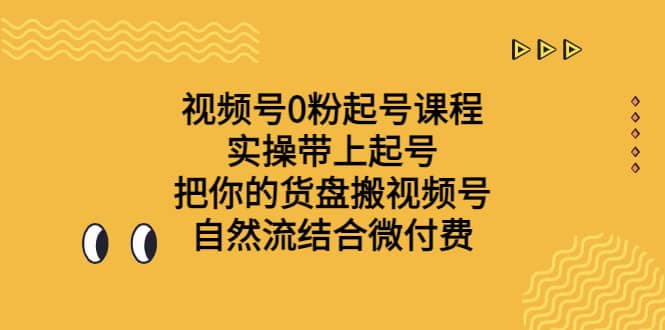 视频号0粉起号课程 实操带上起号 把你的货盘搬视频号 自然流结合微付费-搜易资源网