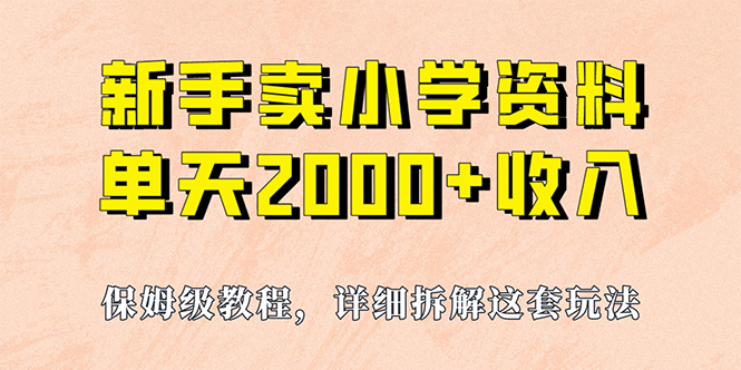 我如何通过卖小学资料，实现单天2000+，实操项目，保姆级教程+资料+工具-搜易资源网