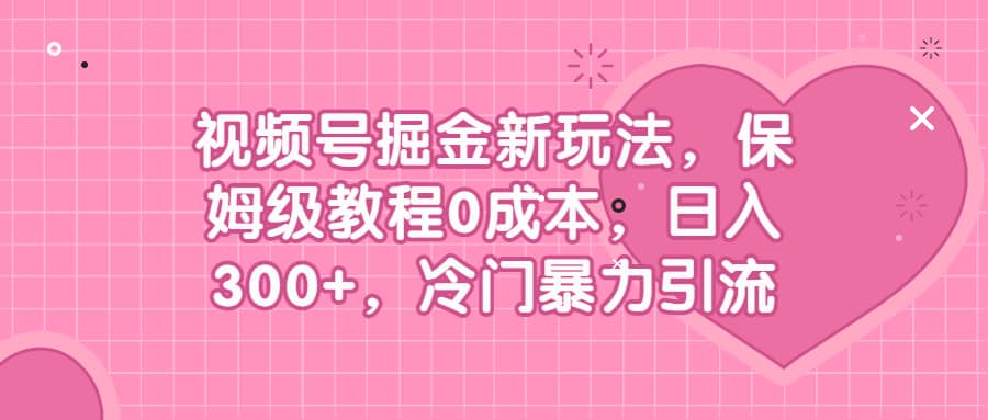 视频号掘金新玩法，保姆级教程0成本，日入300+，冷门暴力引流-搜易资源网