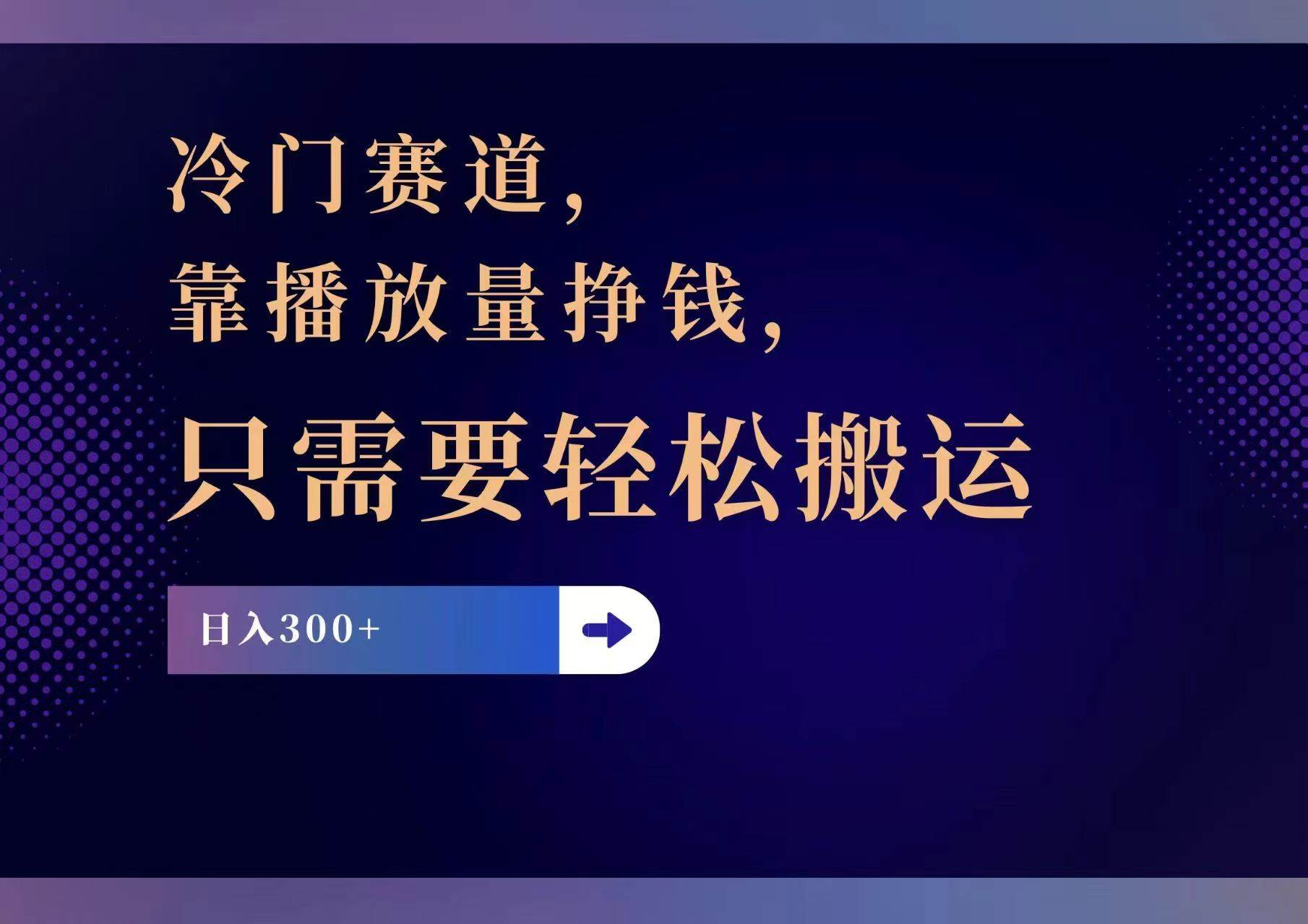 冷门赛道，靠播放量挣钱，只需要轻松搬运，日赚300+-搜易资源网