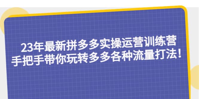 23年最新拼多多实操运营训练营：手把手带你玩转多多各种流量打法！-搜易资源网