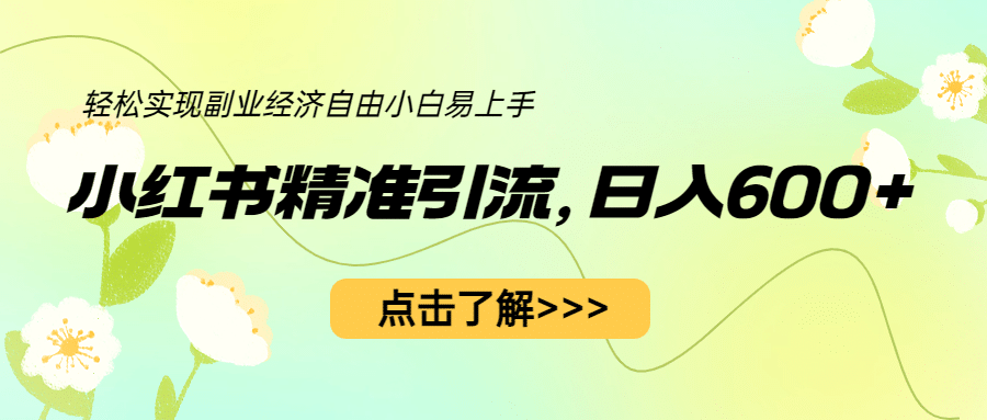 小红书精准引流，小白日入600+，轻松实现副业经济自由（教程+1153G资源）-搜易资源网