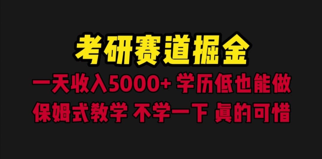 考研赛道掘金，一天5000+学历低也能做，保姆式教学，不学一下，真的可惜-搜易资源网