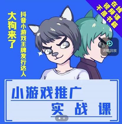 大狗来了：小游戏推广实战课，带你搭建一个游戏推广变现账号-搜易资源网