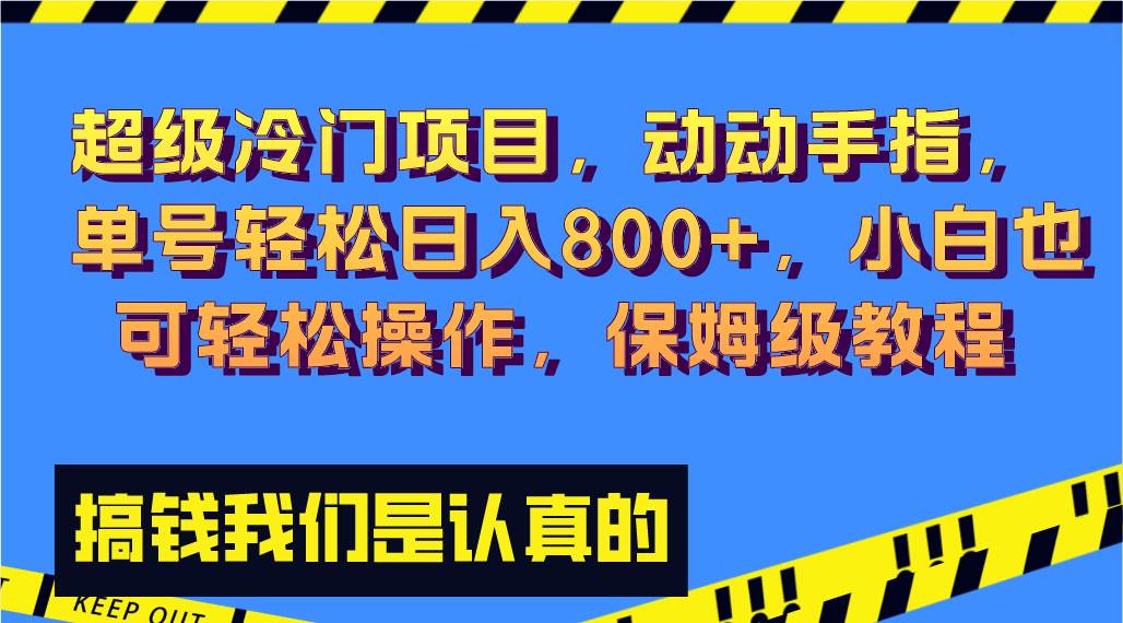 超级冷门项目,动动手指，单号轻松日入800+，小白也可轻松操作，保姆级教程-搜易资源网