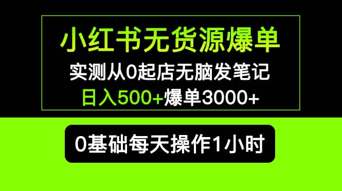 小红书无货源爆单 实测从0起店无脑发笔记爆单3000+长期项目可多店-搜易资源网